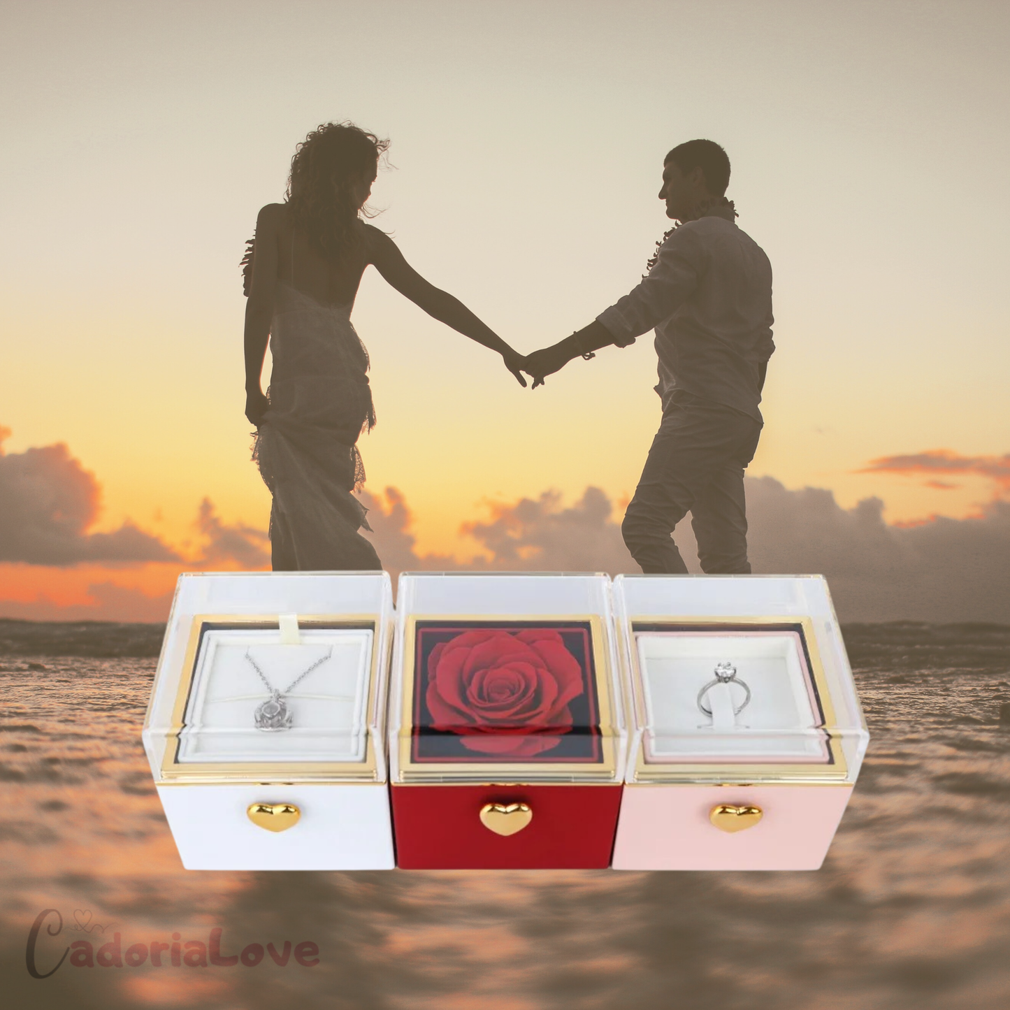 Collier Double Cœur Infini™  - Rose Magique Personnalisée